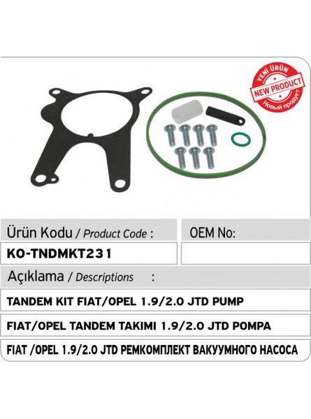 Ремкомплект вакуумного насоса TANDEM KIT FIAT/OPEL 1.9/2.0 JTD 