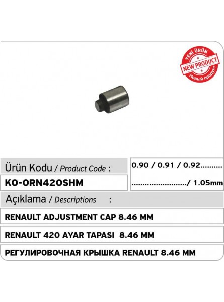 RENAULT Adjustment Cap 8.46 mm 