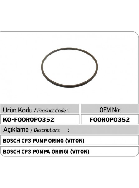 F00R0P0352 BOSCH УПЛОТНИТЕЛЬНОЕ КОЛЬЦО НАСОСА CP3  (VITON)