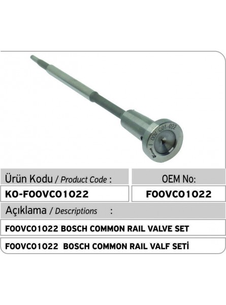 F00VC01022 BOSCH COMMON RAIL КОМПЛЕКТ КЛАПАНА 