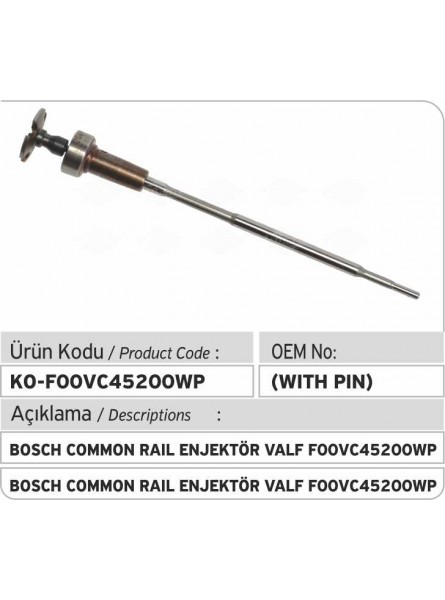 Bosch Common Rail Injector Valve F00VC45200WP (WITH PIN)