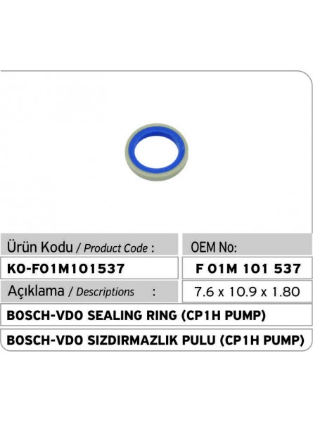 F01M101537 BOSCH-VDO УПЛОТНИТЕЛЬНОЕ КОЛЬЦО  (НАСОСА CP1)