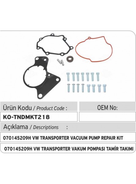 0701145209H VW TRANSPORTER Ремкомплект вакуумного насоса