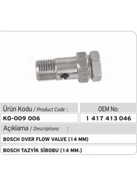 Перепускной клапан 1417413046 Bosch (14 mm)