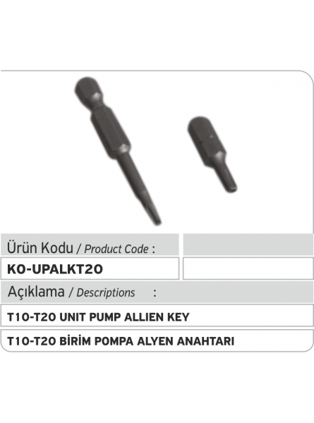 Шестигранный ключ насоса T10 - T20