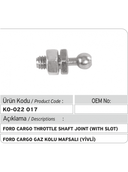 Соединение оси газа Ford Cargo (с прорезями) 