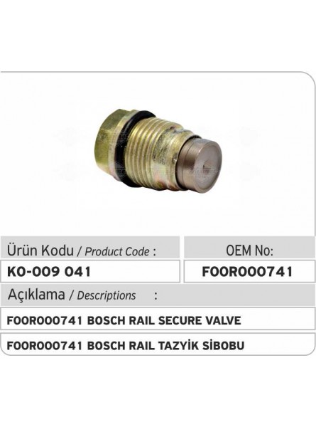 Предохранительный клапан высокого давления F00R000741 Bosch Rail