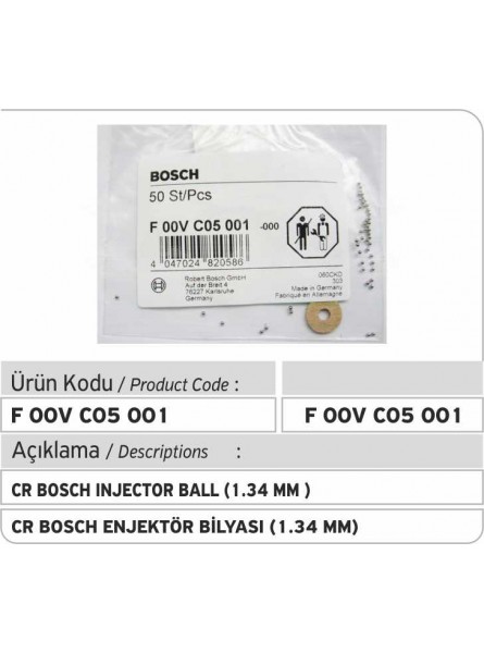 F00VC05001 CR BOSCH ШАРИК ФОРСУНКИ (1,34 MM)