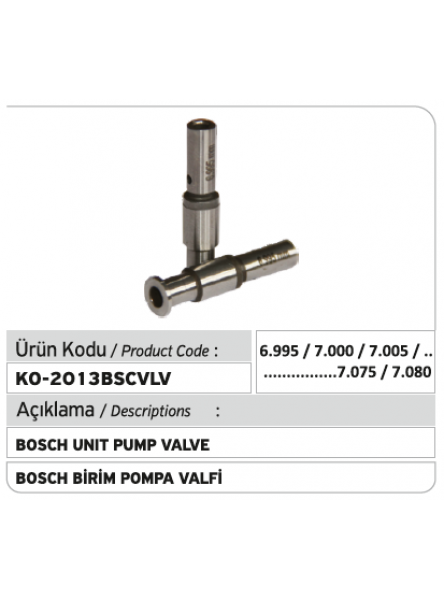 КЛАПАН НАСОСА Bosch  (Mercedes Actros - Axor - Atego, Scania, DAF, Volvo, Iveco)