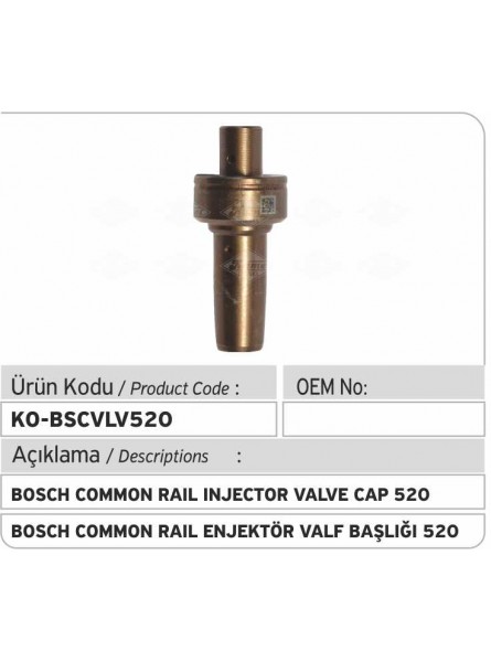 BSCVLV520 Bosch Common Rail Injector Valve Cap 520