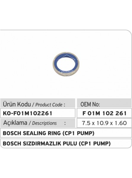 F01M102261 BOSCH УПЛОТНИТЕЛЬНОЕ КОЛЬЦО (НАСОС CP1)